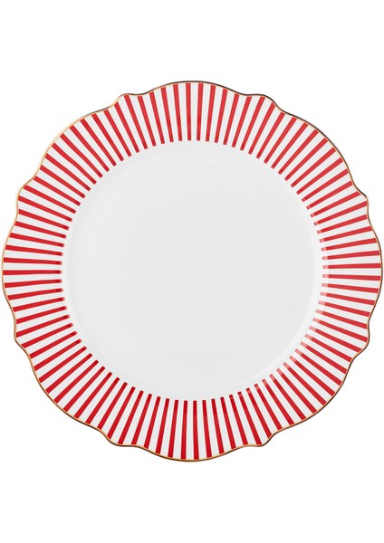 New Romantic Ince Çizgili Pasta Tabağı 21 cm Kırmızı fiyatları