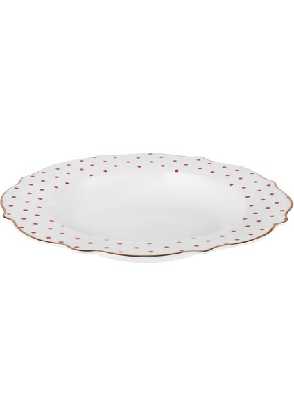 New Romantic Puantiyeli Çukur Tabak 24 cm Kırmızı