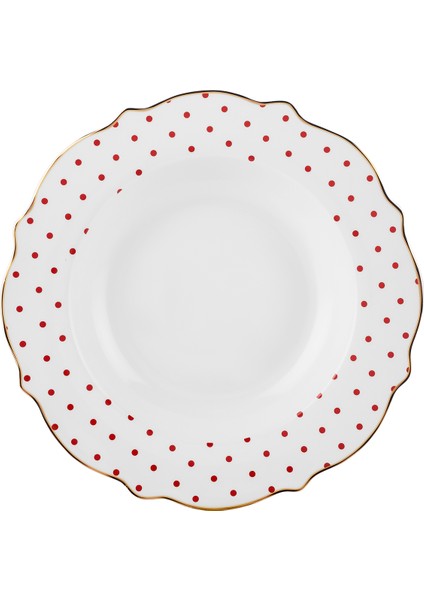 New Romantic Puantiyeli Çukur Tabak 24 cm Kırmızı fiyatları