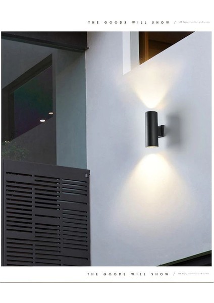 Beyaz Işık Ledli Modern Tasarım Çift Yönlü Iç ve Dış Mekan Aplik, Bahçe, Balkon, Kamelya Teras Aplik