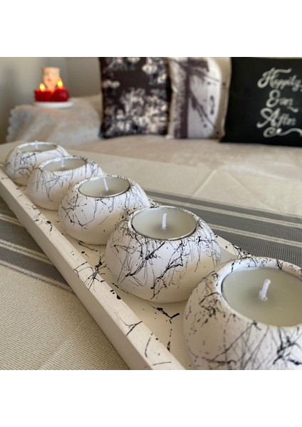 Mor Villa El Yapımı 5'li Set,Mumluk,Dekoratif Mumluk,Tealight Mumluk,Hediyelik Eşya