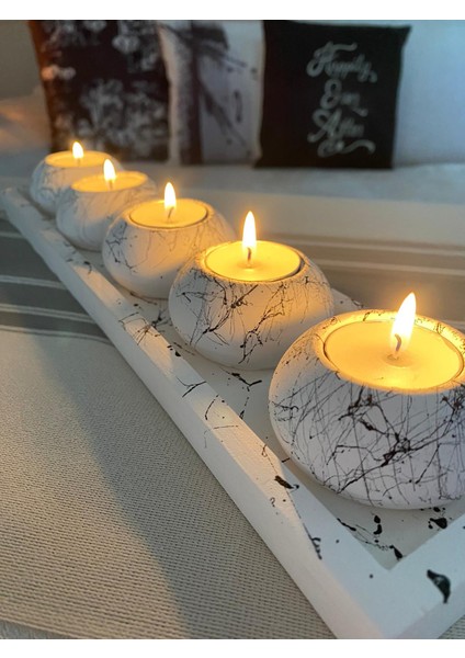 Mor Villa El Yapımı 5'li Set,Mumluk,Dekoratif Mumluk,Tealight Mumluk,Hediyelik Eşya