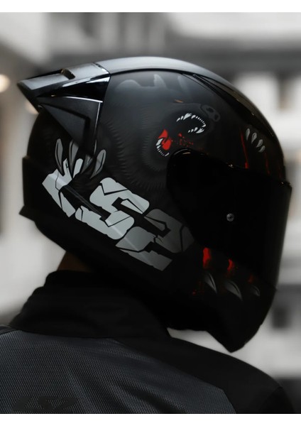Rapıd 2 Race Clawn Mat Siyah-Gri-Kırmızı Kask C1
