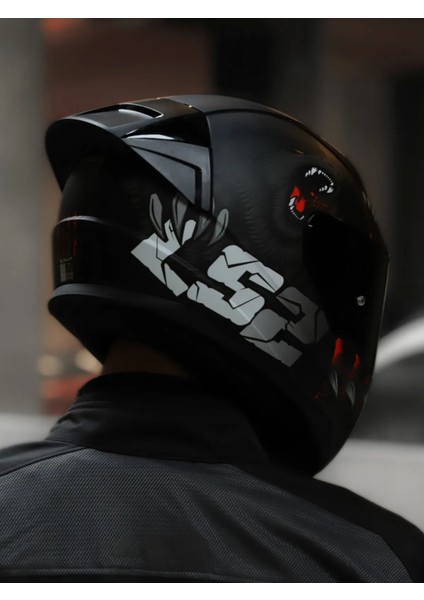 Rapıd 2 Race Clawn Mat Siyah-Gri-Kırmızı Kask C1