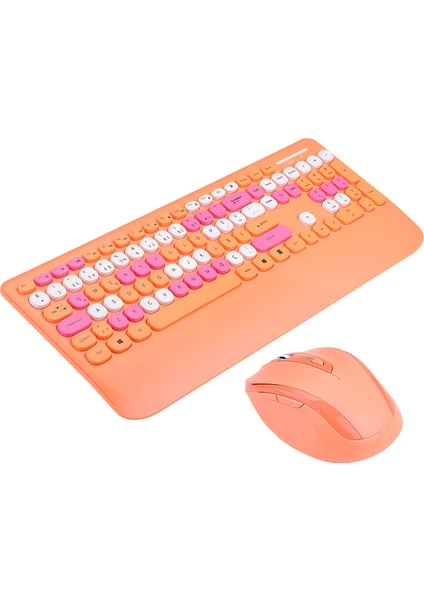 KM-6281 Candy Renkli Tuşlu Turuncu Kablosuz Q Multimedia Klavye + Mouse Set