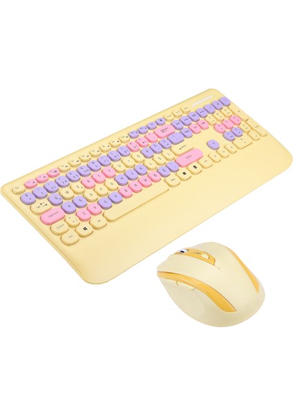 KM-6281 Candy Renkli Tuşlu Sarı Kablosuz Q Multimedia Klavye + Mouse Set