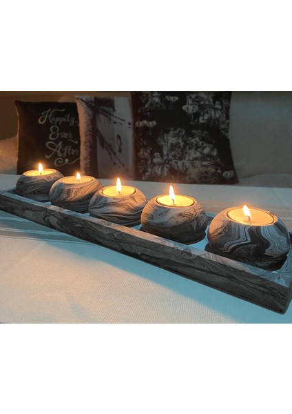 Mor Villa El Yapımı 5'li Set,Mumluk,Dekoratif Mumluk,Tealight Mumluk,Hediyelik Eşya