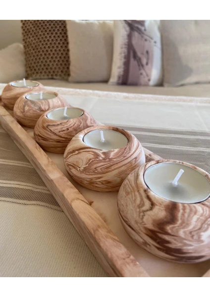 Mor Villa El Yapımı 5'li Set,Mumluk,Dekoratif Mumluk,Tealight Mumluk,Hediyelik Eşya