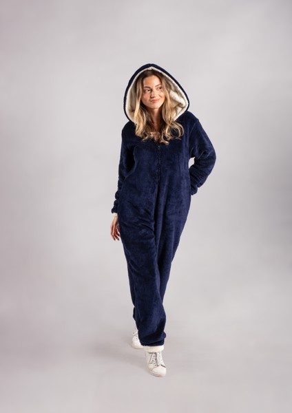 Kışlık Kapüşonlu Polar Peluş Tulum, Pijama Takımı