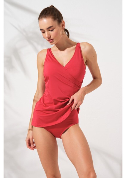 Mara Kruvaze Formlu Tankini Takım Kırmızı 231501