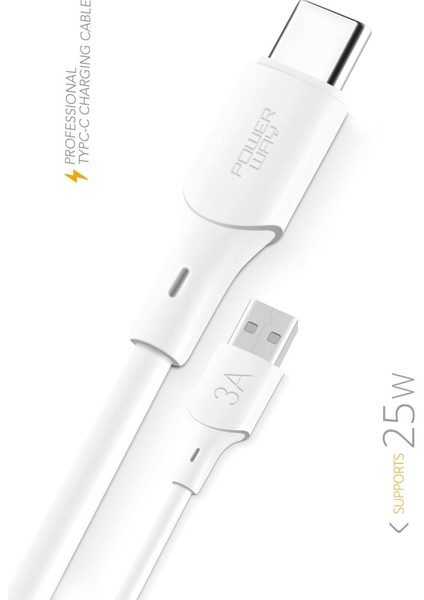 QC3A 25W Type C To USB Şarj ve Data Kablosu