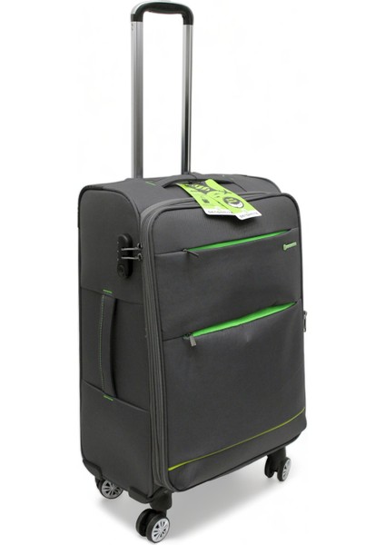 Gri Kabin (Küçük) Orta ve Büyük Boy Üçlü Carry-On Lüks Kumaş Valiz Seti ES0055 modelleri