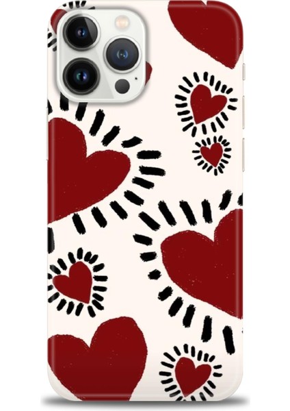 iPhone 13 Pro Kılıf Hd Baskılı - Çizgili Kalp