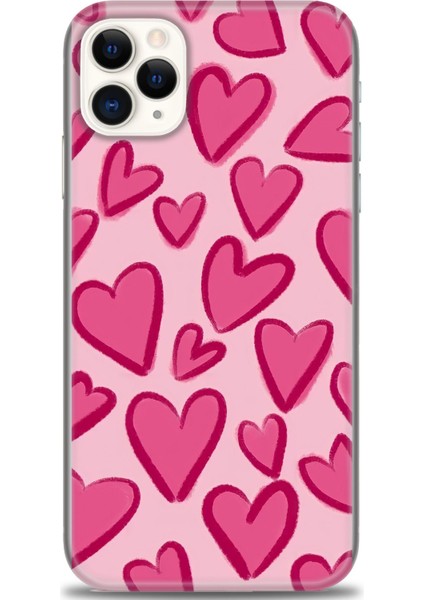 iPhone 11 Pro Kılıf Hd Baskılı - Pembe Kalp