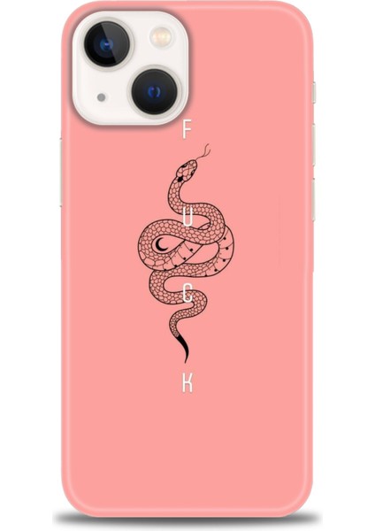 iPhone 13 Kılıf Hd Baskılı - Pembe Yılan