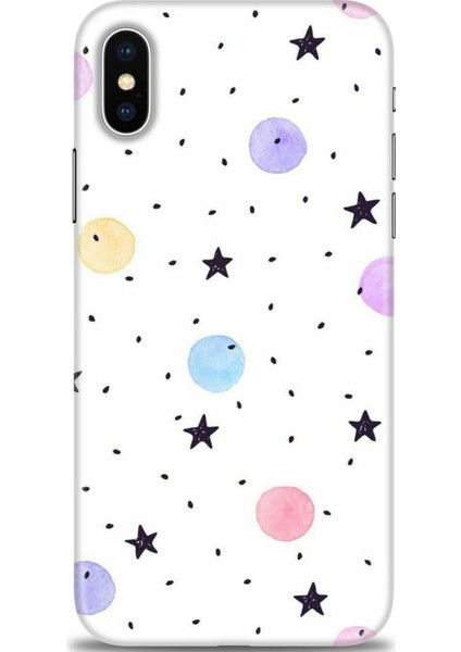 Apple iPhone x Kılıf Hd Baskılı - Yıldız ve Daireler