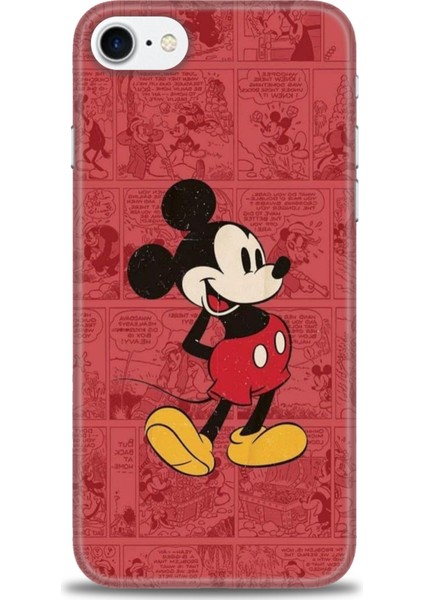Apple iPhone Se 2020 Kılıf Hd Baskılı - Kırmızı Mickey