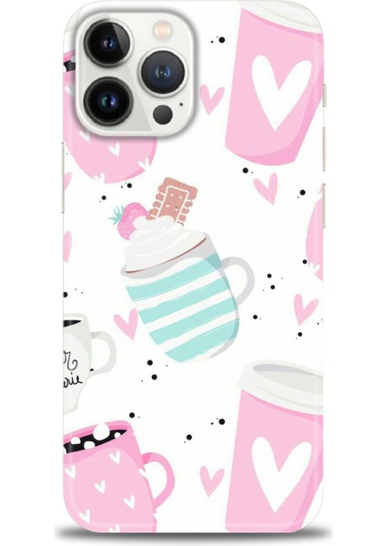 iPhone 13 Pro Max Kılıf Hd Baskılı - Pembe Bardaklar