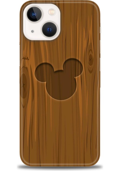 iPhone 13 Kılıf Hd Baskılı - Ahşap Mickey