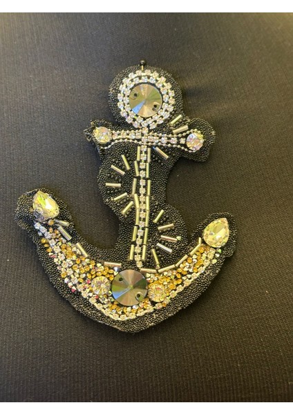11X9 cm Ütü Ile Yapışan Taşlı Çapa Arma Yama Dikiş Hobi Aksesuarı