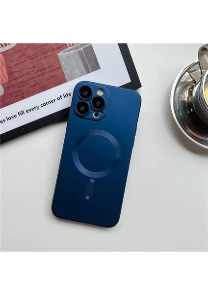 iPhone 15 Metalik Boya Manyetik Emme Cep Telefonu Kılıfı (Yurt Dışından)