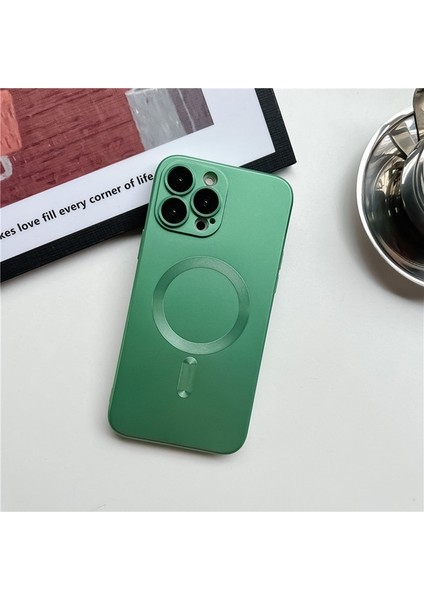 iPhone 15 Metalik Boya Manyetik Emme Cep Telefonu Kılıfı (Yurt Dışından)