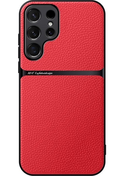 Samsung Galaxy S22 Ultra Liçi Dokusu Manyetik Çekim Cep Telefonu Kılıfı (Yurt Dışından)