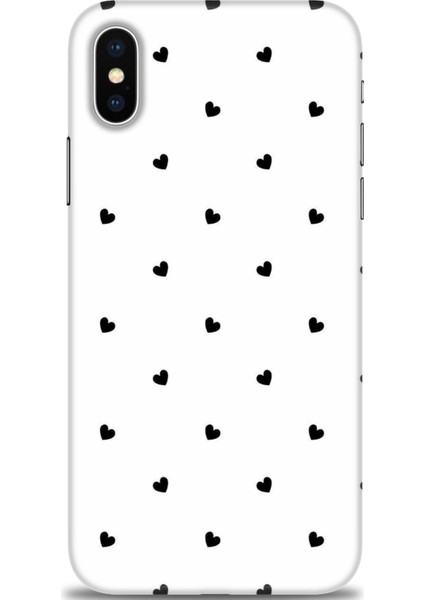 iPhone Xs Max Kılıf Hd Baskılı - Siyah Kalpler