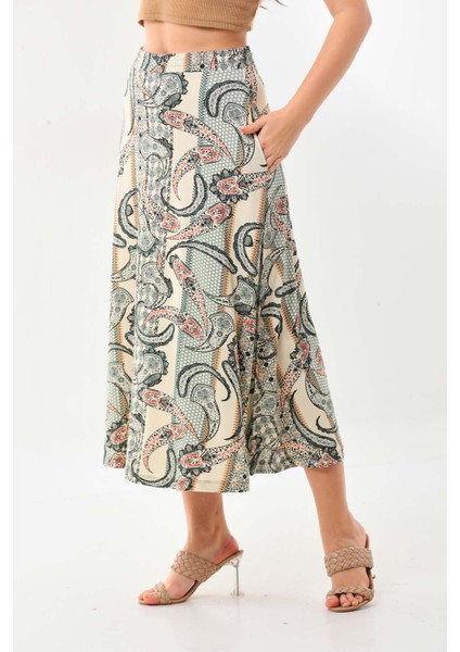 Kadın Desenli Cepli Maxi Etek 23399 Siyah fiyatları