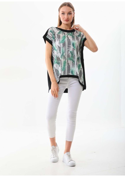 Kadın Desenli Asimetrik Kesim Bluz 19485 Siyah fiyatları