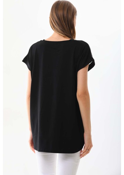 Kadın Desenli Asimetrik Kesim Bluz 19485 Siyah fırsatları