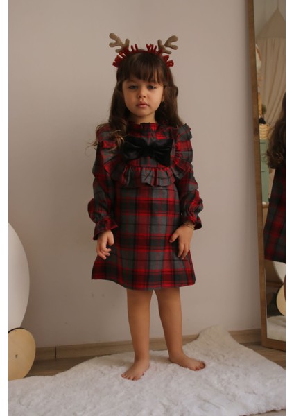 Kids Kırmızı Ekose Elbise modelleri