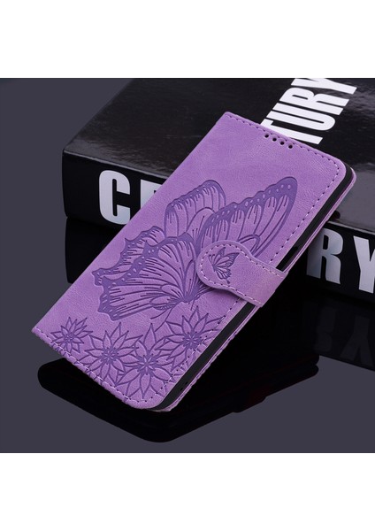 - 9117 Samsung Galaxy A13 4g Kabartmalı Kelebek Çiçek Deri Folyo Cüzdan Bilek Kayışı Kart Yuvaları Tutucu Çevirmeli Telefon Kılıfı (Yurt Dışından)