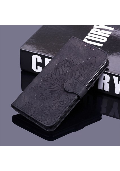 - 9117 Samsung Galaxy S8 Plus Kabartmalı Kelebek Çiçek Deri Folyo Cüzdan Bilek Kayışı Kart Yuvaları Tutucu Çevirmeli Telefon Kılıfı (Yurt Dışından)