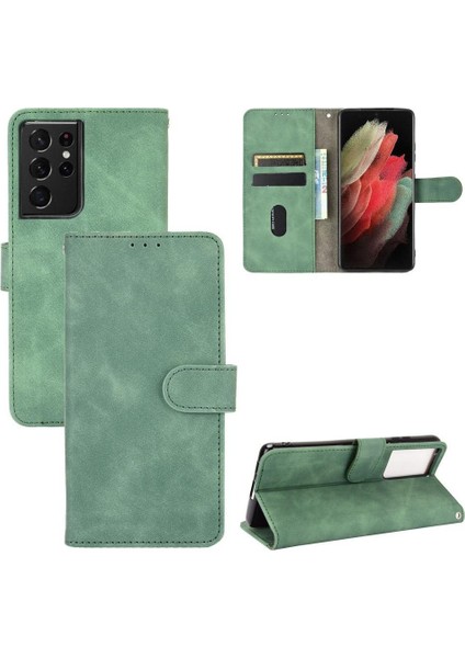- 9117 Kart Tutucu Flip ile Samsung Galaxy S21 Ultra Koruyucu Kapak Için Kılıf (Yurt Dışından)