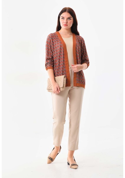 Kadın Desenli Kol Detaylı Ceket 23959 Camel fiyatları