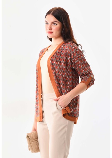 Kadın Desenli Kol Detaylı Ceket 23959 Camel modelleri