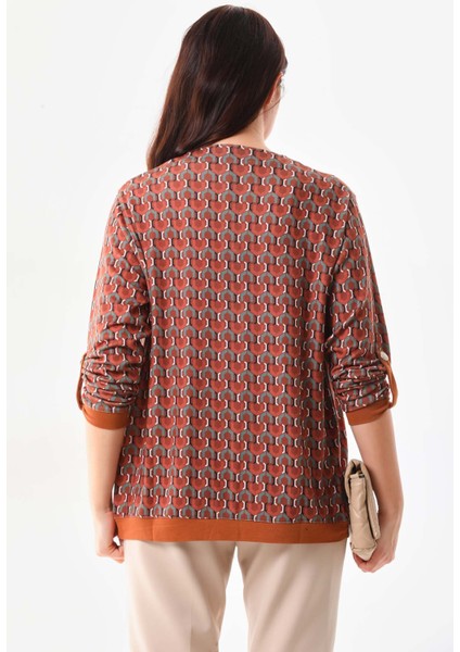 Kadın Desenli Kol Detaylı Ceket 23959 Camel indirimleri