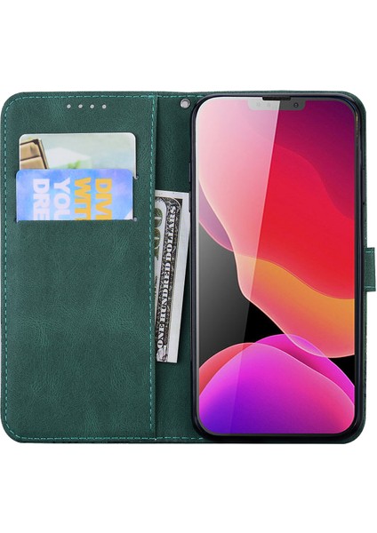 - 9117 Samsung Galaxy A03S Kabartmalı Kelebek Çiçek Deri Folyo Cüzdan Bilek Kayışı Kart Yuvaları Tutucu Çevirmeli Telefon Kılıfı (Yurt Dışından)