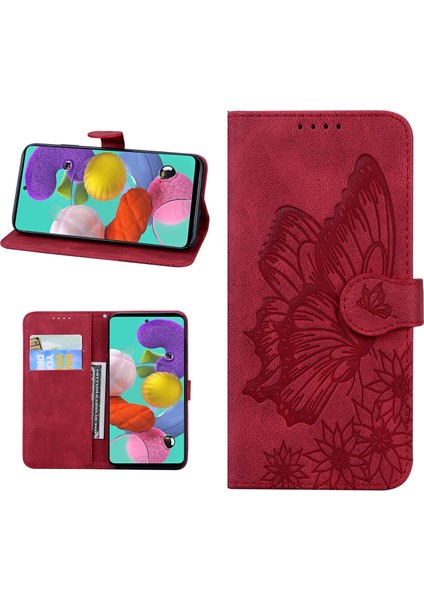 - 9117 Samsung Galaxy A20/A30 Kabartmalı Kelebek Çiçek Deri Folyo Cüzdan Bilek Kayışı Kart Yuvaları Tutucu Çevirmeli Telefon Kılıfı (Yurt Dışından) fiyatları