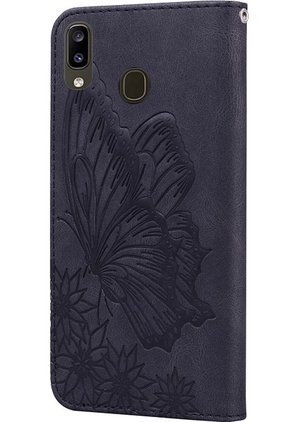 - 9117 Samsung Galaxy A20/A30 Kabartmalı Kelebek Çiçek Deri Folyo Cüzdan Bilek Kayışı Kart Yuvaları Tutucu Çevirmeli Telefon Kılıfı (Yurt Dışından) indirimleri