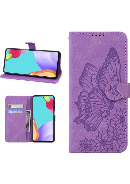 - 9117 Samsung Galaxy A20/A30 Kabartmalı Kelebek Çiçek Deri Folyo Cüzdan Bilek Kayışı Kart Yuvaları Tutucu Çevirmeli Telefon Kılıfı (Yurt Dışından) fiyatları