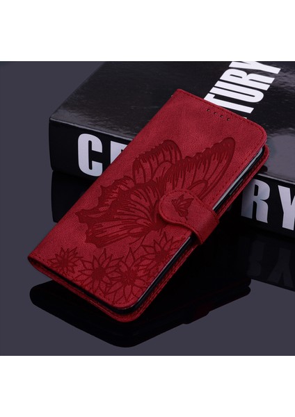 - 9117 Samsung Galaxy Note 20 Kabartmalı Kelebek Çiçek Deri Folyo Cüzdan Bilek Kayışı Kart Yuvaları Tutucu Çevirmeli Telefon Kılıfı (Yurt Dışından)