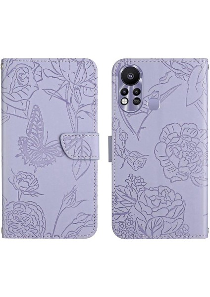 - 9117 Bilek Kayışı Çiçekler ile Infinix Sıcak 11S Pu Deri Flip Kapak Için Kılıf (Yurt Dışından)