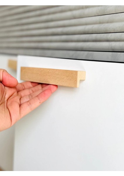 Dolap Kulpu, 10 Adet - 320 mm (32 Cm) - Doğal Ahşap Kulp, Cekmece Kulpu, Mutfak Dolap Kulplari
