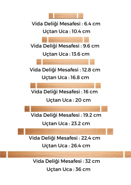 Dolap Kulpu, 10 Adet - 320 mm (32 Cm) - Doğal Ahşap Kulp, Cekmece Kulpu, Mutfak Dolap Kulplari