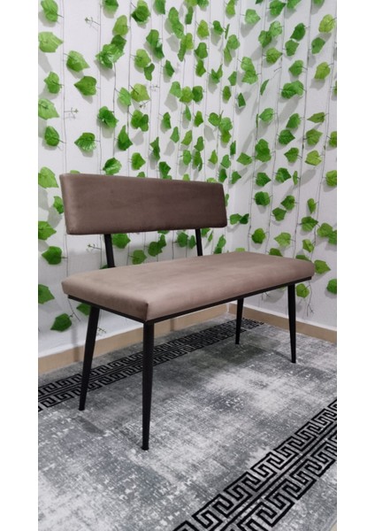 Siyah Metal Ayaklı Metal Kasalı Sırtlı Mutfak Salon Antre Yatak Odası Balkon Puf Bank Bench Oturak