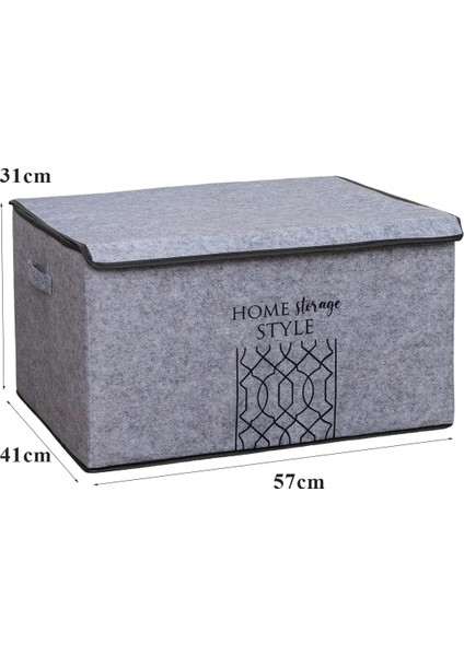 Emir-Ay 2 Adet Keçe Kapaklı Çok Amaçlı Mega Kutu Hurç (Saklama Kutusu) 57X41X31 cm