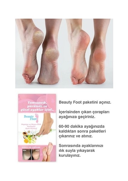 Beauty Foot Papatya ve Meyve Özlü Yenileyici Ayak Maskesi - 2 Maske 25 gr fiyatları