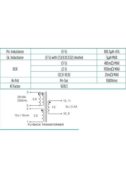 PA1646NL Anahtarlama Transformatörleri 1234-S 1241-M1 Anahtarlama Transformatörü 5:2,5:1 0,025OHM/0,485OHM Prim. Dcr 1,15OHM San. Dcr 40W 12 Terminalli Martı Kanadı Smd fiyatları